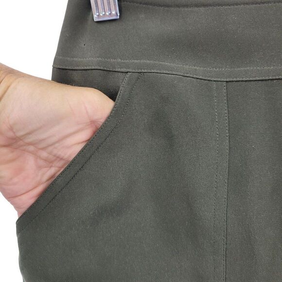 Vintage 90s Jones New York Silk Pencil Skirt 8 Army Green Mini Patch Pockets - Picture 2 of 9